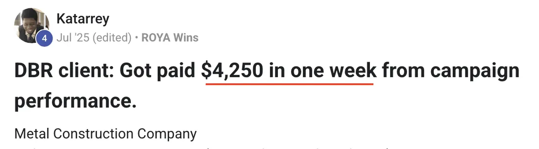 Member post: got paid $4,250 in one week