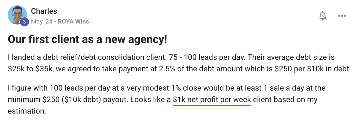 Member post: our first client as a new agency